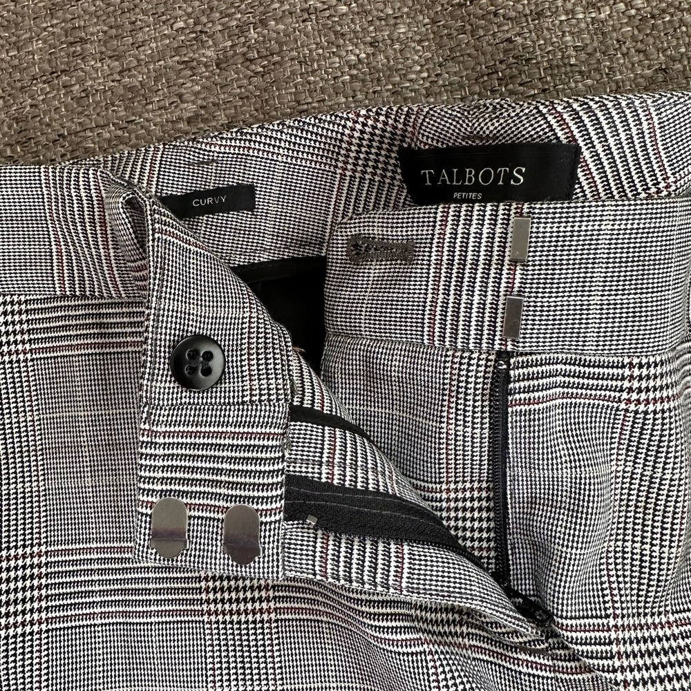 Talbots Petites Curvy Gray Glen Plaid Trousers Straight Leg Dress Pants 4P - Picture 12 of 13